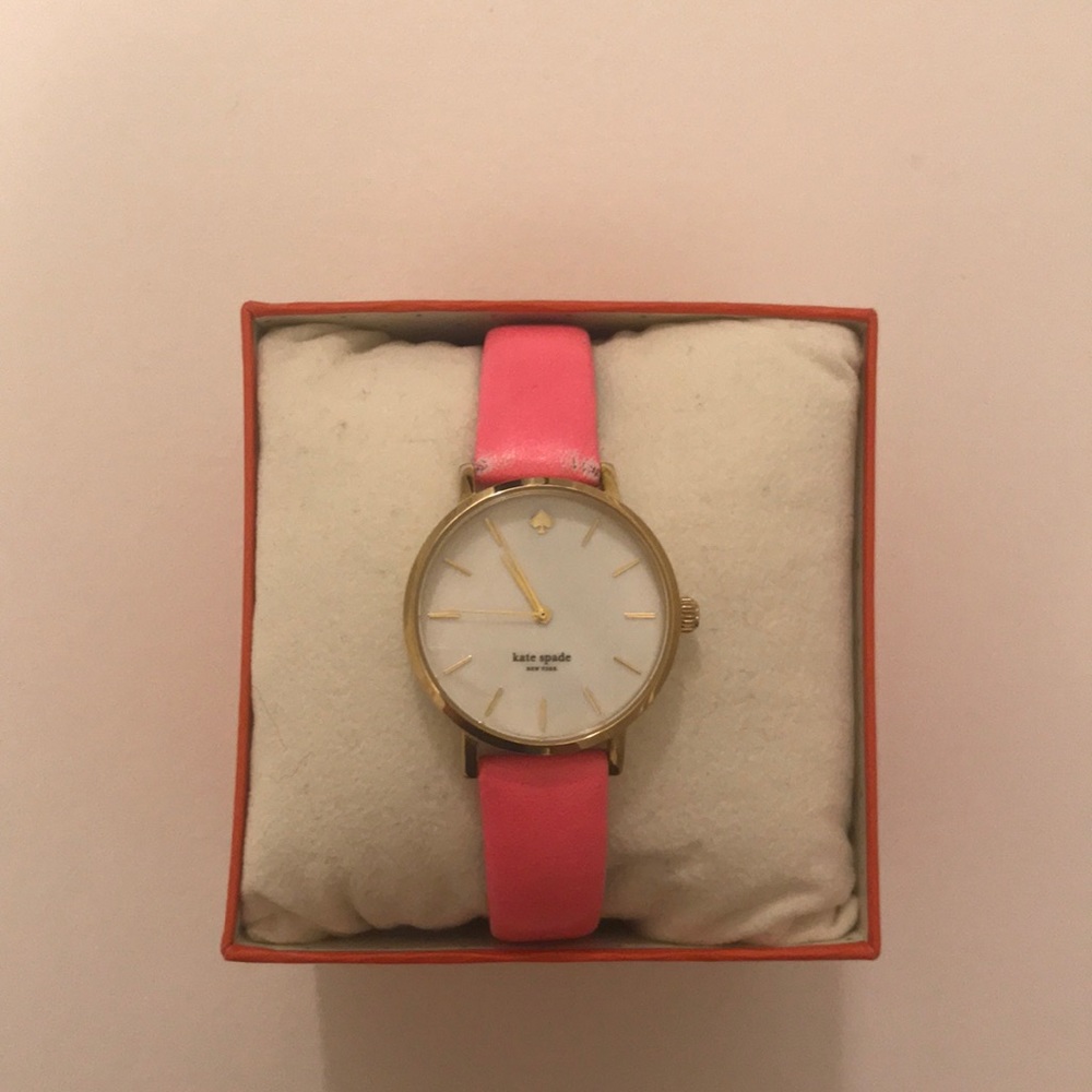 kate spade new york pink leather watch